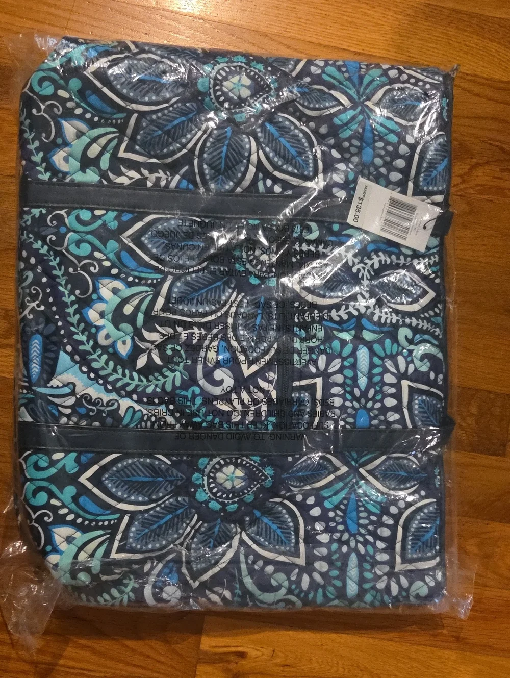 Vera Bradley Navy Teal Floral Quilted Laptop Sleeve